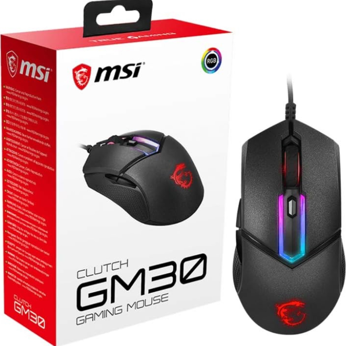 موس گیمینگ از برند MSI مدل GM30 با حساسیت 6200 رنگ مشکی