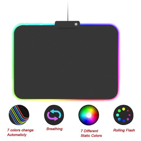 ماوس پد گیمینگ ساده RGB دار سایز 30x25