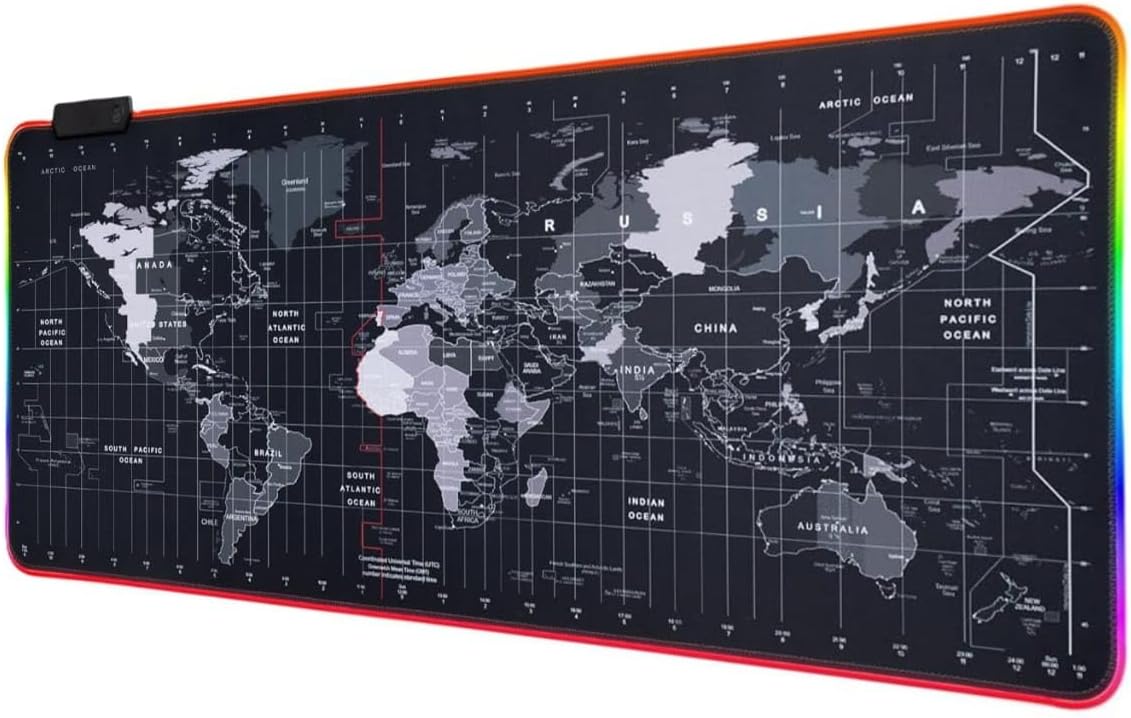 پد موس گیمینگ RGB طرح نقشه سایز 80×30 سانتی متر